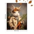 thumbnail image 3 of UXIEQU Vintage Rabbit Portrait Oil Canvas Art 15.75x11.81 Inches, 3 of 8