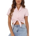 thumbnail image 1 of CAMISA CORTA DE MUJER CON BOTONES Y TIE FRONTAL A RAYAS L ROSA, 1 of 6