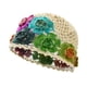 thumbnail image 3 of Gorro de crochet con flores, ligero y cómodo, con recortes florales para citas en la playa. Beige, 3 of 9
