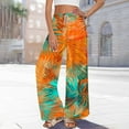 thumbnail image 6 of PiGOGI Women's Printed Elastic Waist Casual Pants - Loose Fit Pocket Trousers for Everyday Wear Orange XL, 6 of 6