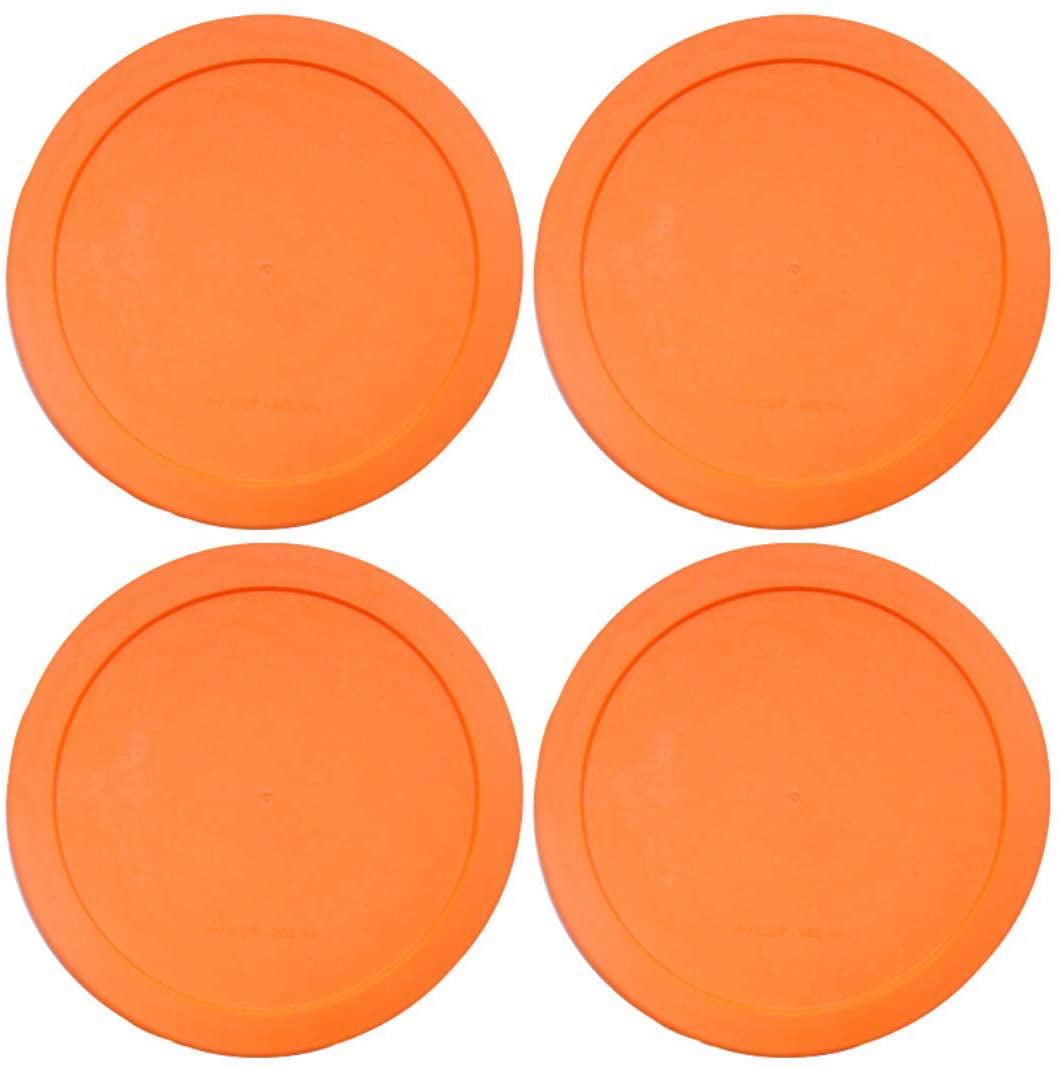 6-Cups, Orange-4PK Lids for Pyrex and Anchor Round Glass Containers Works For 6/7 Cups 