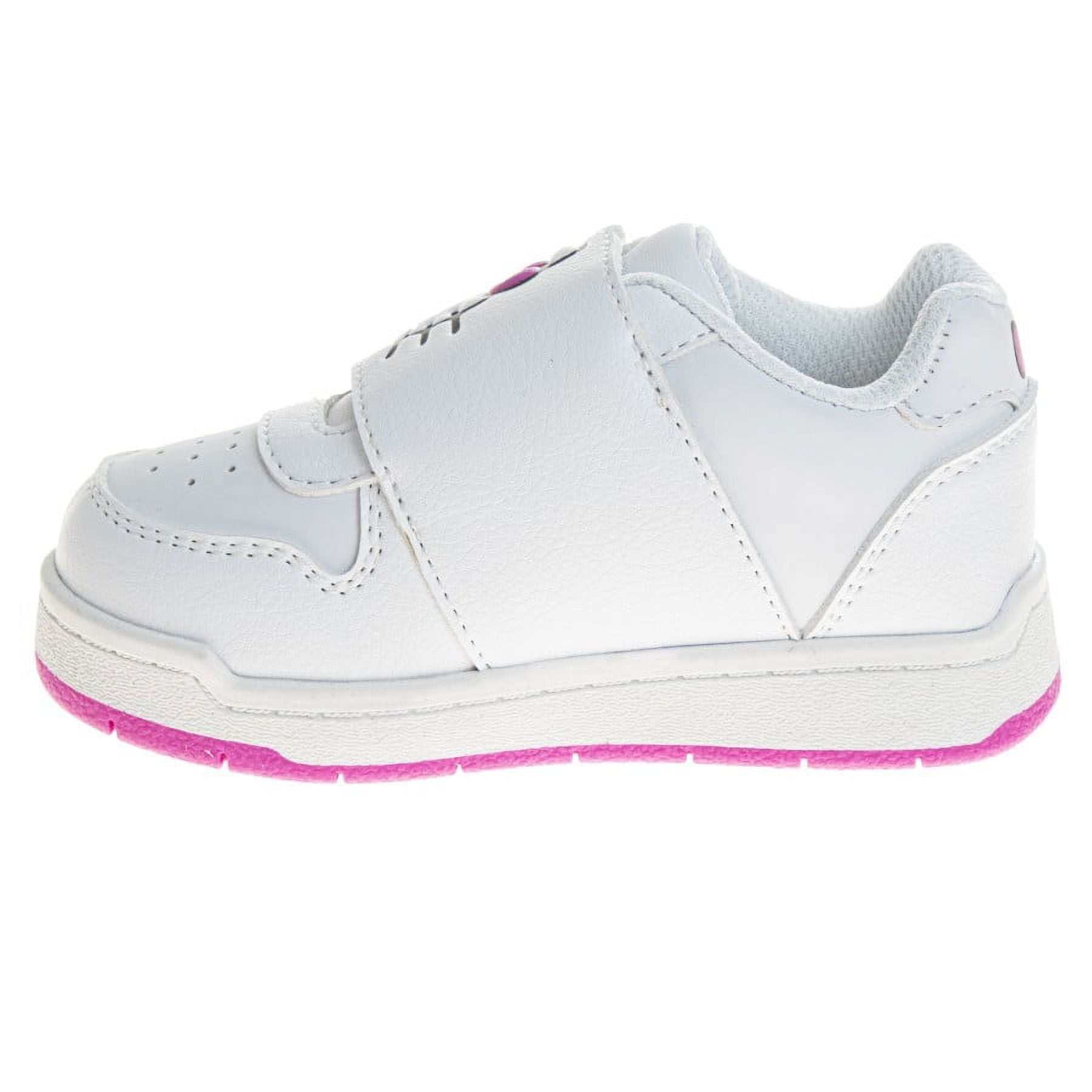 Hello Kitty Girls Hook And Loop Casual Sneakers. (Toddler Little Kids), Color: White Pink, Size: 7