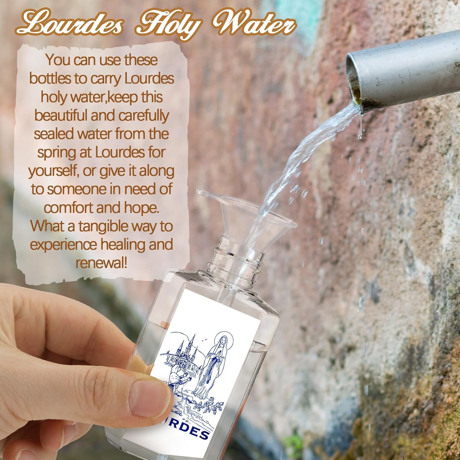 20 Pcs Holy Water Bottles with 5 Pcs Funnels 2 oz Our Lady of Bottles Holy Water Empty Container for Catholic Christian Church Communion Gift Baptism Favors