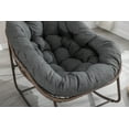 thumbnail image 5 of Outdoor Rocking Chair with Padded Cushion, Oversized Rattan Wicker egg Chair Outdoor with  All-Weather Steel Frame, 250lbs Capacity, Modern Lounge Rocker for Front Porch Living Room Bedroom, Grey, 5 of 9