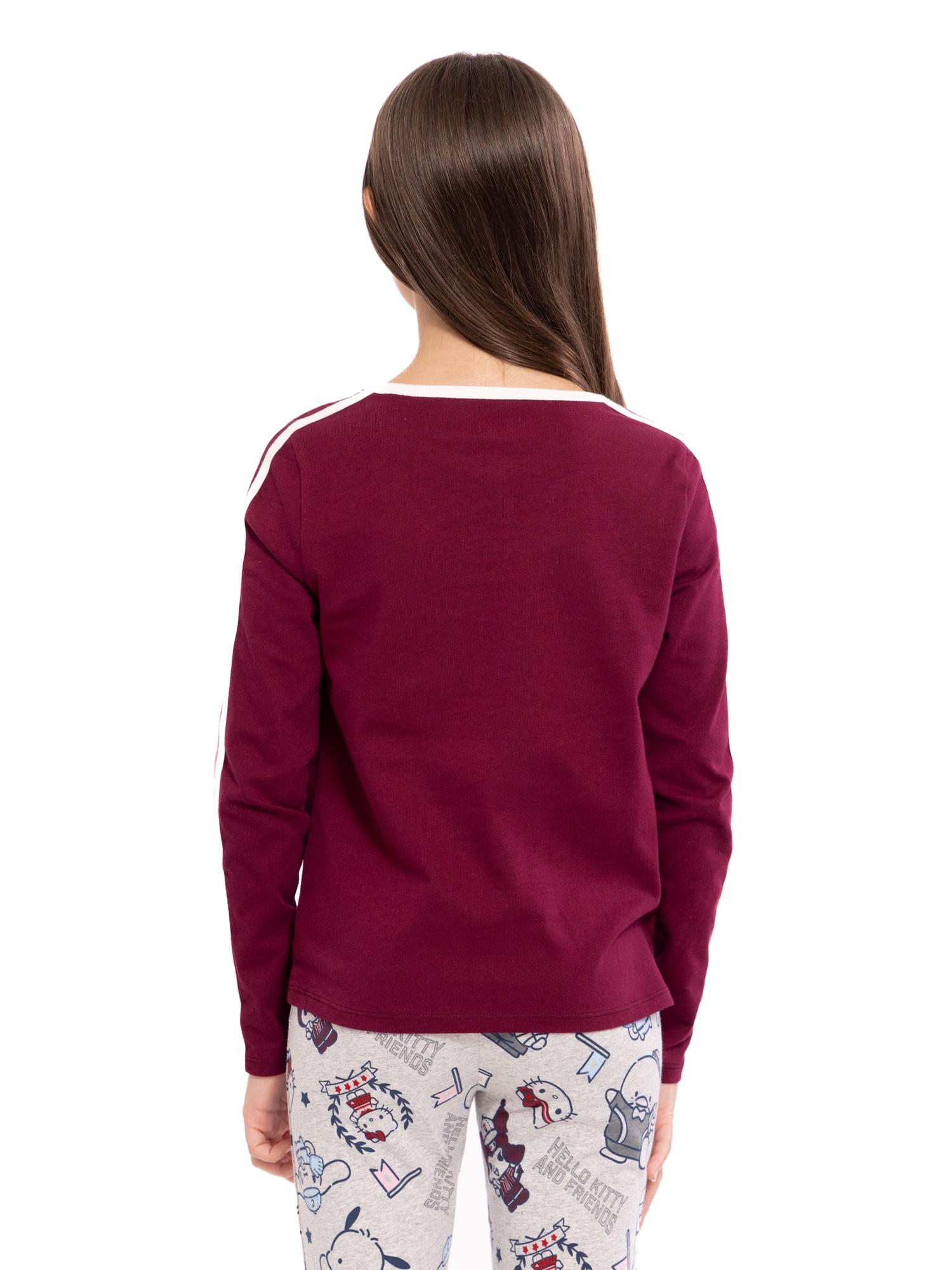 Wonder Nation Hello Kitty Girls Cotton Graphic Tee with Long Sleeves, Sizes 4-18