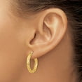 thumbnail image 3 of Primal Gold 14 Karat Yellow Gold Diamond-cut, and Satin Hoop Earrings, 3 of 4