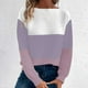 thumbnail image 4 of Suéter de cuello redondo para mujer, suéter de punto con empalme de color en contraste, cuello redondo, manga larga, blusa para mujer, 4 of 9