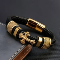 1 piece/set Men's fashion cross bracelet decorative jewelry gift Men's business bracelet with metal magnetic buckle bracelet,A