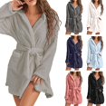 thumbnail image 1 of Robe en Molleton Molleton Doux Manches Mi-Longueur Femmes Peignoir, 1 of 3