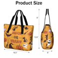 thumbnail image 3 of Tote Bag for Women - Halloween Trick or Treat Witchy Elements Shoulder Bag - Large Utility Work Duffle Bag with Zipper Handbag for Travel, Work, Sprots, 3 of 5