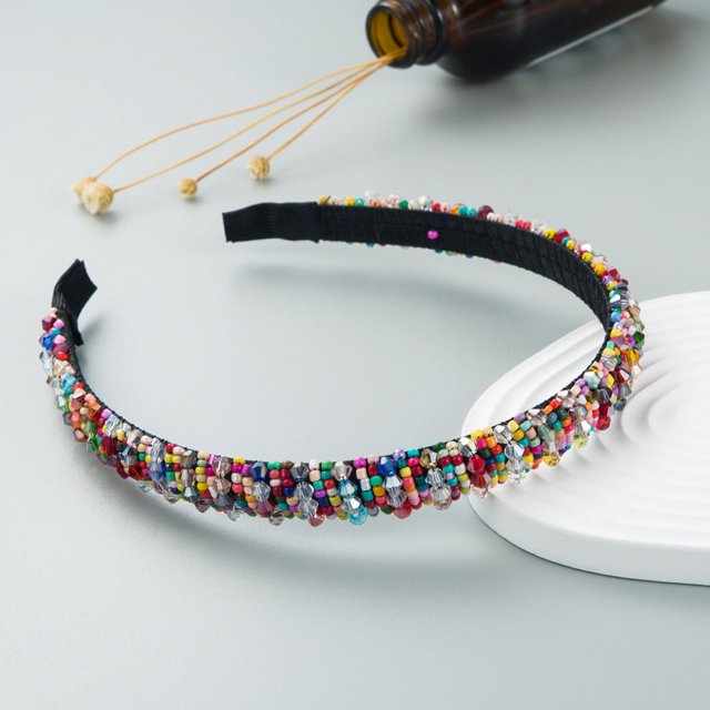 Diadema con cuentas tejidas a mano para el cabello Homing Hair Hoop, estilo barroco, esponja, accesorios simples para el cabello facial para mujer