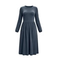 thumbnail image 4 of Women's Long Sleeve Casual Fall Dresses Crew-Neck Swing Party Dress with Pockets 2026 Gray L, 4 of 7
