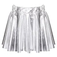 thumbnail image 4 of BOBOGOJP Girls Metallic Skater Skirts Shiny Flared Holographic Skort Silver for Size 5-6 Years, 4 of 4