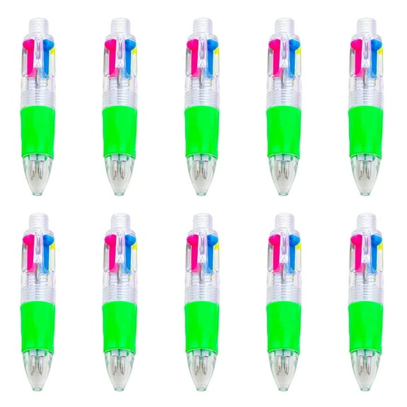 10pcs Multicolor Pen 4 Colors Retractable Ballpoint Pen Small Writing Pen