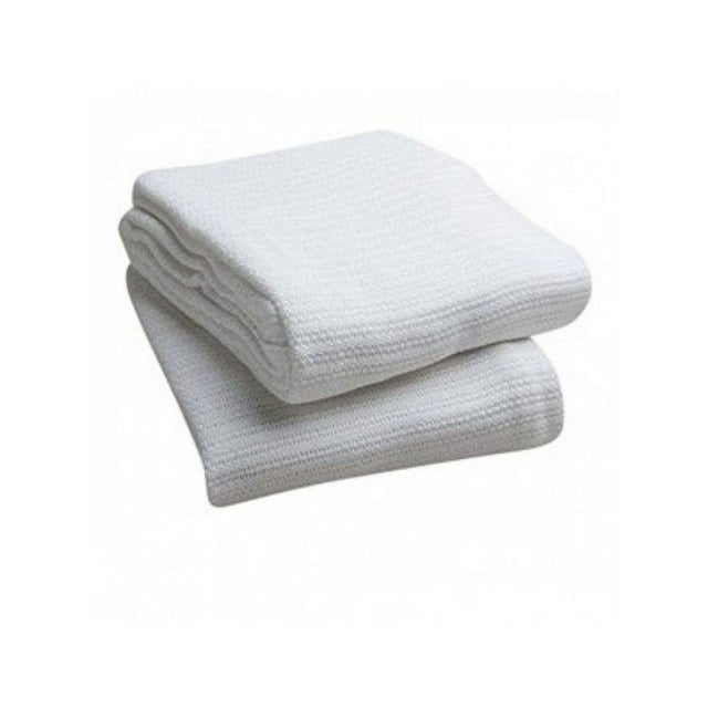 TWIN size 66"x90" Thermal String Blankets 100% Cotton Crochet color WHITE 2/ Pack
