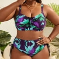 thumbnail image 4 of Plus Size Swimsuit for Women, Tummy Control Two Piece Bathing Suit with Ruched Front, Adjustable Side String Swimskirt, UPF 50+ Quick Dry Beach Vacation Outfits, 4 of 9