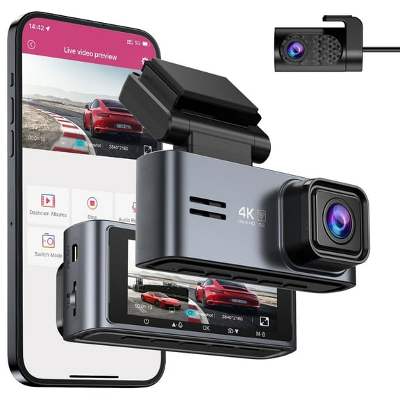 OMBAR Dash Cam Front and Rear 5G WiFi, 4K/2K/1080P 1080P, Dash Camera for Cars with 3.18" LCD Screen, Dashcam Car Camera with WDR Night Vision, G-Sensor, Loop Recording