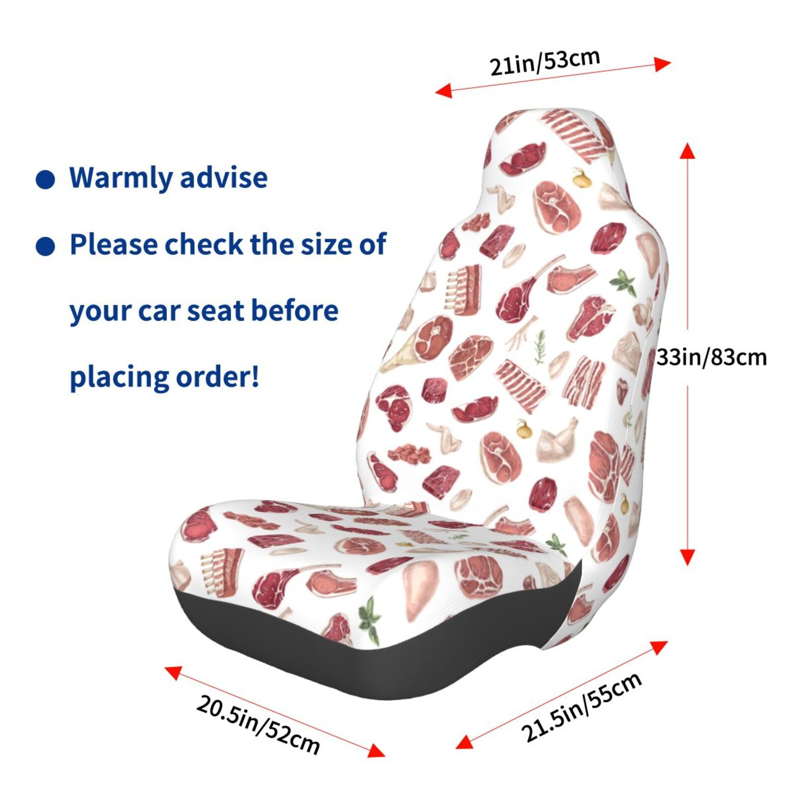 Naloa Different Meat Car Seat Covers Universal Front Seat Coves for Car Accessories ,Padded Car Covers for Automotive, SUV, Truck, and Van
