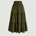 thumbnail image 2 of RPVATI Casual Skirts for Women Summer Floral Boho Tiered Elastic Waist Skirts Drawstring Casual Pleated Plus Size Flowy Maxi Skirt Army Green S, 2 of 9