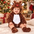thumbnail image 5 of REDARER Baby Christmas Reindeer 3PCS Set Hooded Romper with Foot Covers Warm Outfit for Autumn Winter Holiday Photography,0-3 Months, 5 of 8