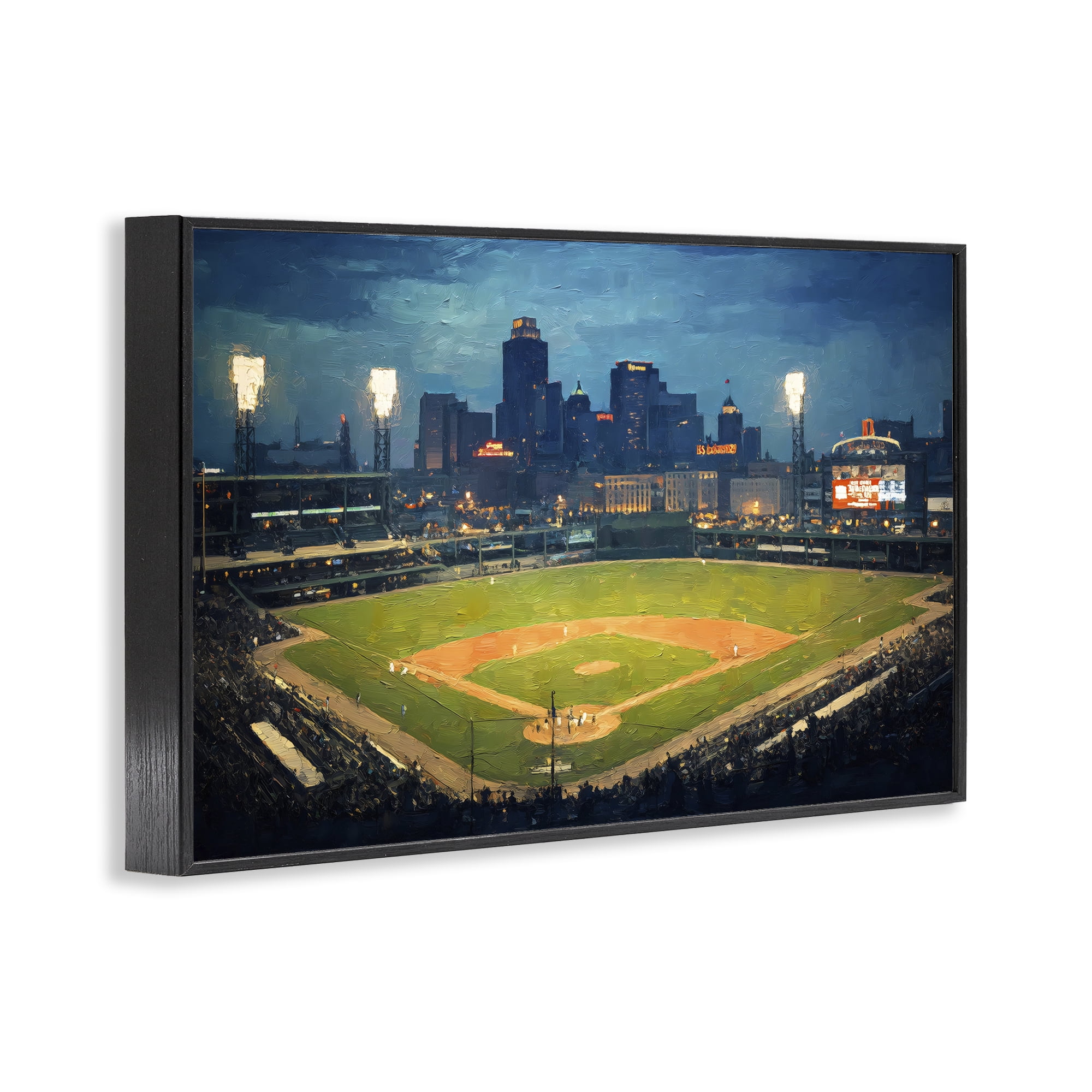Baseball Stadium at Night Black Framed Giclee Art, design by Arlington Prints