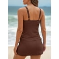 thumbnail image 6 of DOKOTOO Womens Swimsuits Ruched Tie Side Tankini Swimsuits for Women Ribbed Tummy Control Tankini Bathing Suit with Skirt Swimwear Coffee 2XL US18-20, 6 of 10