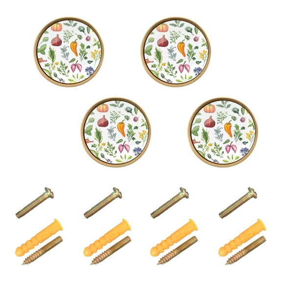 Yayeee 8 Pack Cabinet Knobs with Screws Round Zinc Drawer Pulls for Kitchen, Vegetable Pattern