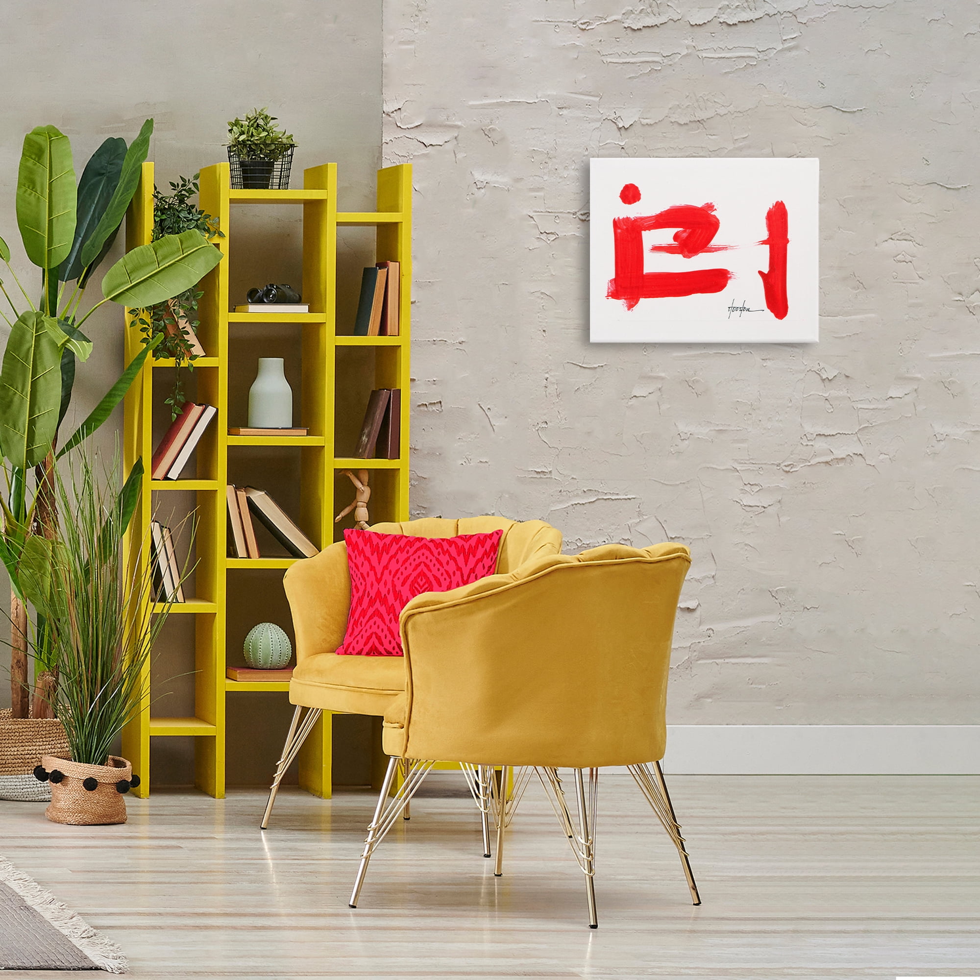 Stupell Industries Abstract Red Symbol Text & Numbers Painting Wrapped Canvas Art Print Wall Art, 20 x 16