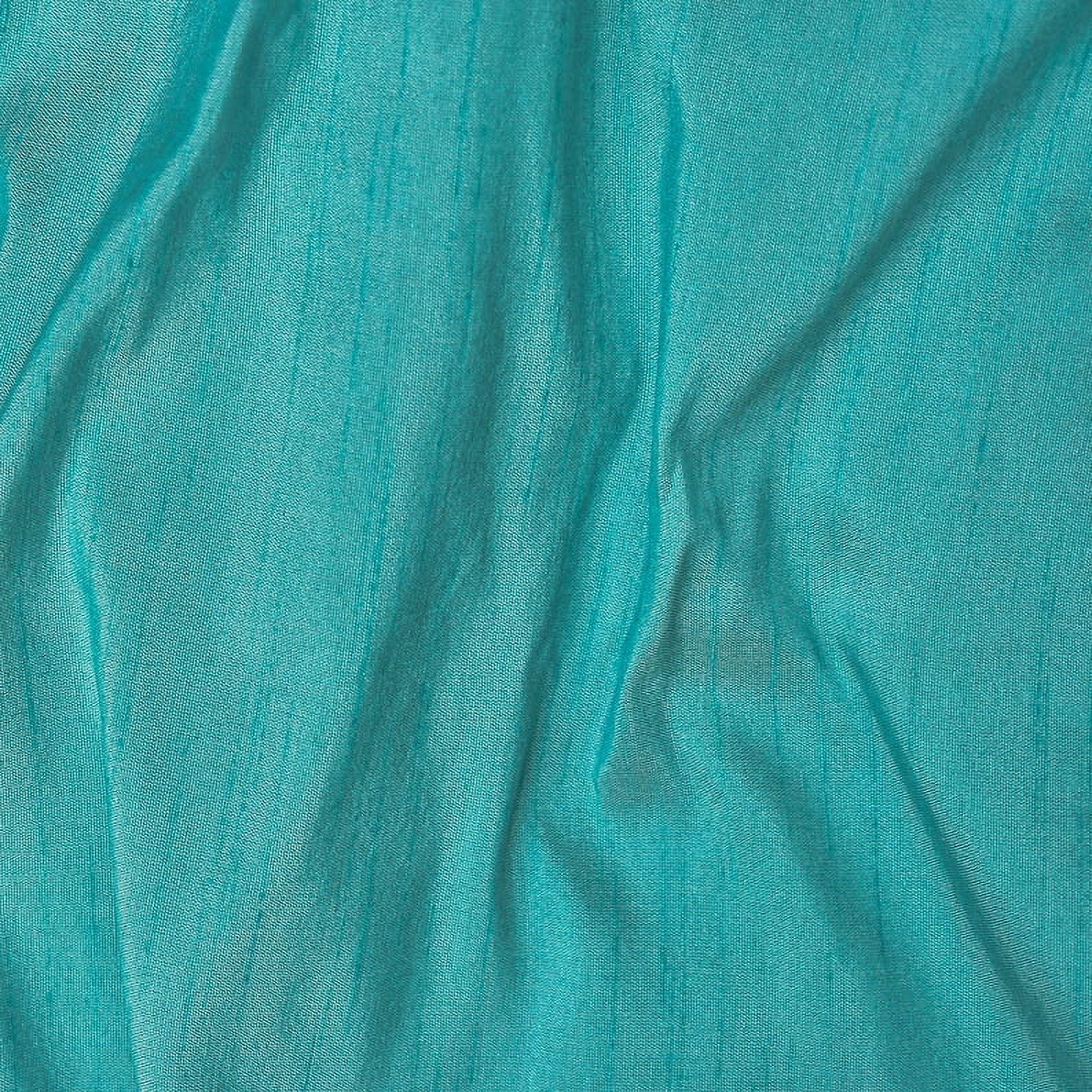 Fabric Mart Direct Raw Silk Fabric, Aqua Blue Silk Fabric, Faux Silk Fabric 19 Continuous Yards Blue Silk Fabric, 42 inches width Faux Silk Fabric by Yard Wholesale Slubbed Silk Curtains Upholstery