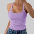 thumbnail image 3 of BYHONG Women’s Ribbed Blouse Slim Fit Tank Top for Women, Cotton Spaghetti Strap Camisole Purple L, 3 of 4
