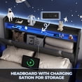 thumbnail image 5 of IDEALSOUL Full Size Floating Bed Frame with Upholstered Storage Headboard, Metal Platform Bed with Charging Station & LED,No Box Spring Needed,Easy to Assemble (Full,Black), 5 of 13