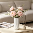 thumbnail image 4 of Dongrere Tall Ribbed Plastic Vase Clear Straight Cylinder Wide Mouth Flower Vase for Wedding Table Centerpiece Indoor Decor, 3.3x7.8 Inch, White, 4 of 6