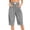 Gray, variant on Womens Solid Lightweight Cropped Harem Capri Pants Elastic High Waist Decor Button Side Patch Pockets Loose Fit Pleated Front Casual Everyday Mid Length Trousers