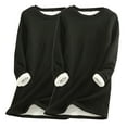 thumbnail image 2 of Feancey 2 Pack Women Crewneck Sweatshirt Winter Plus Size Fleece Lined Pajama Tops Solid Color Casual Long Sleeve Thermal Pullover Black 4XL, 2 of 4