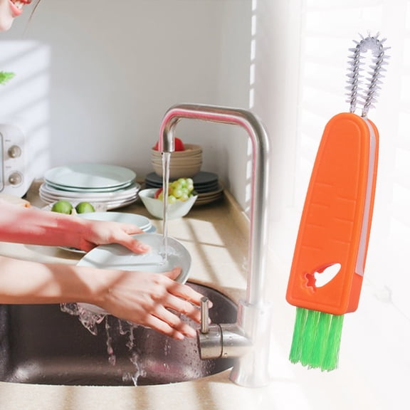romoty 3-in-1 Detail Cleaning Brush, 5.1" Multipurpose Bottle Gap & Cup Lid Cleaner for Kitchen, Travel & Baby Essentials