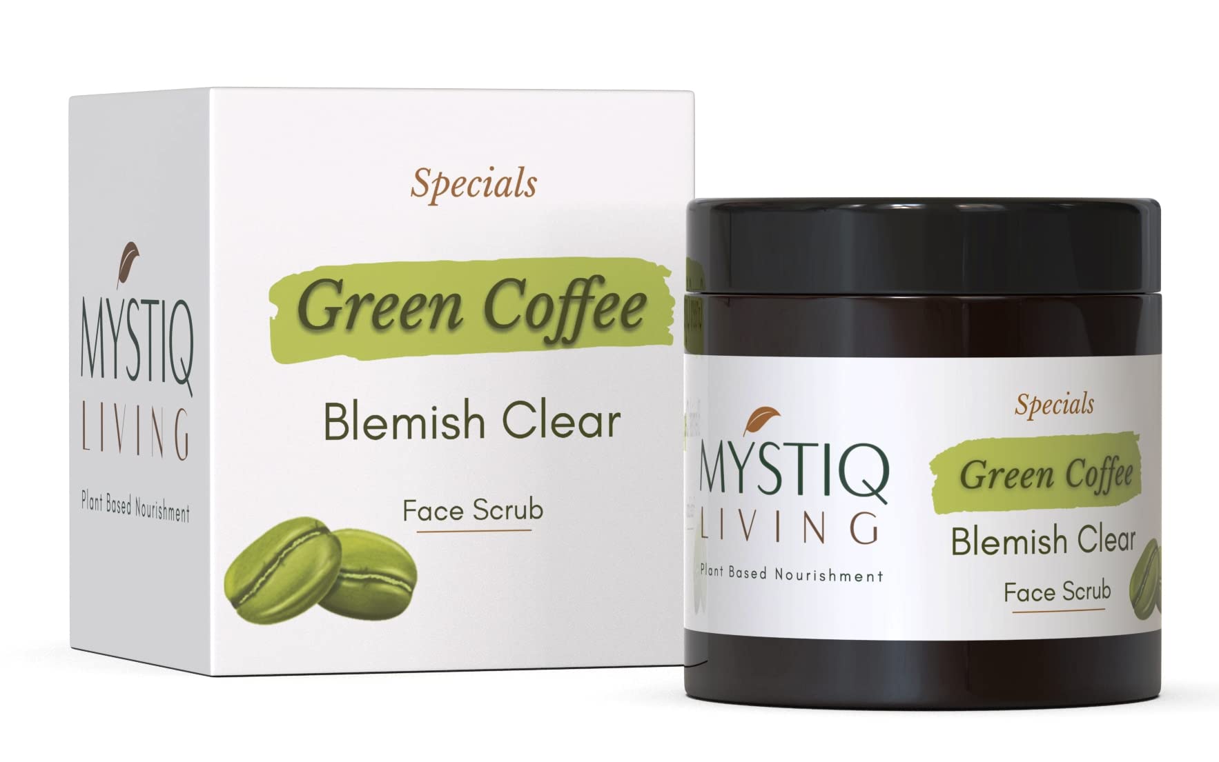 Mystiq Living Specials Green Coffee Blemish Clear Face Scrub De Tan, Dark Spot Removal