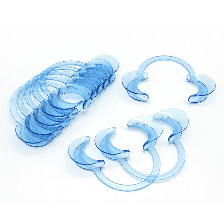 3-Piece Dental Mouth Opener Cheek Retractor Set - S/M/L Sizes, Blue C-Shape