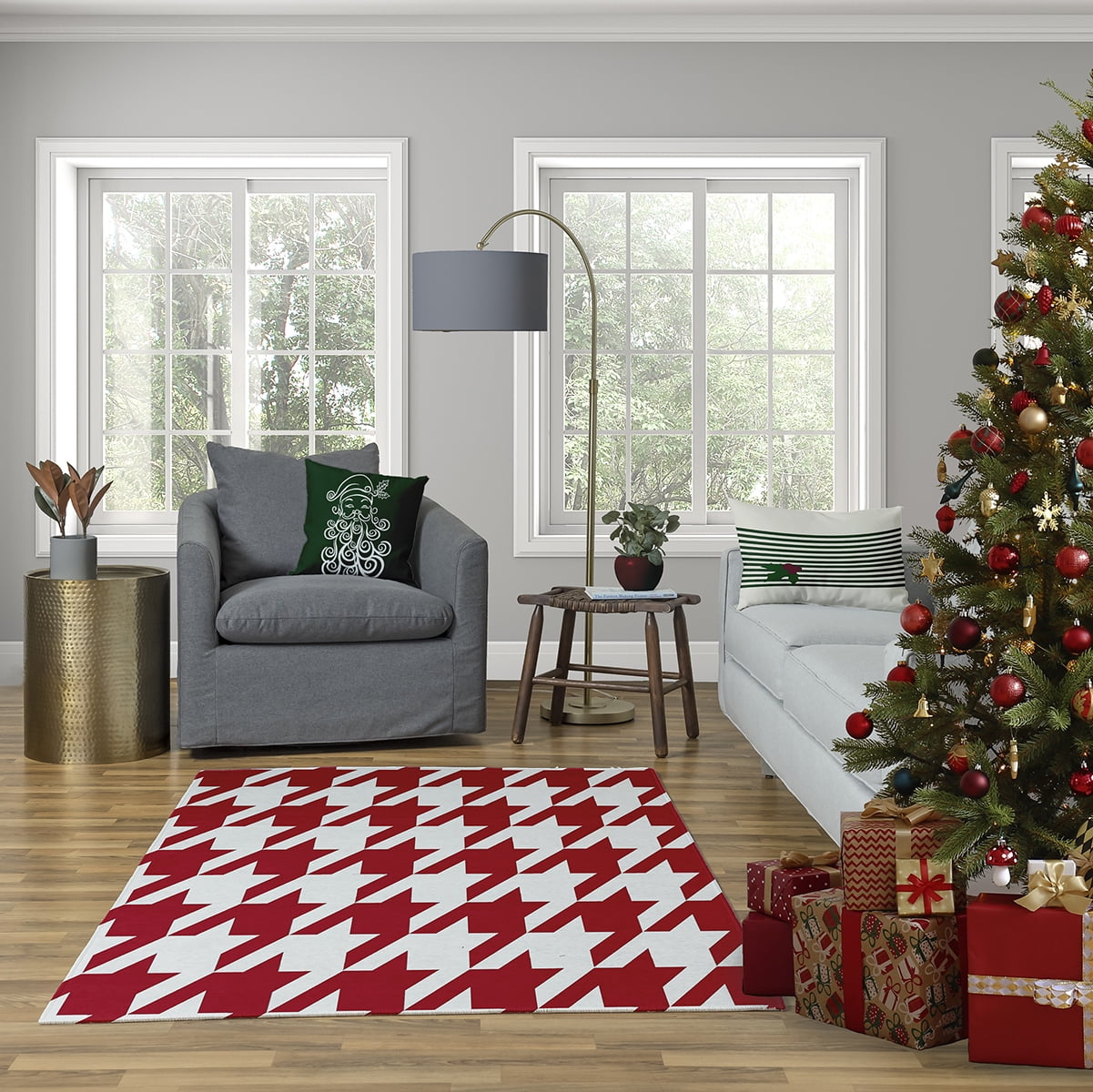16" x 16" Simply Daisy Santa Baby Polyester Accent Pillow, Green (1 Count)