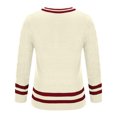 thumbnail image 4 of ZCFZJW Men's Casual V Neck Contrast Stripes Cable Knit Pullover Sweater Tops Trendy Fall Winter Long Sleeve Graphic Jumper Tops Beige XL, 4 of 5
