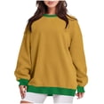 thumbnail image 2 of miqiqism Women Color Block Pullover Sweater Trendy Fall Lightweight Long Puff Sleeves Sweatshirts Junioprs Outerwear Loose Fit Tunic Sweatshirts,Yellow,XX-Large, 2 of 4