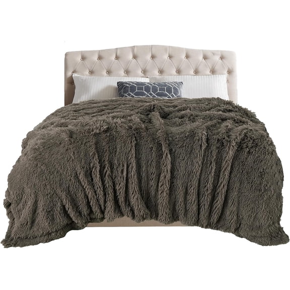 Extra Soft Fuzzy Faux Fur Blanket Twin Size 70"x78", Reversible Lightweight Plush Fuzzy Cozy Soft Blankets and Throws for Couch Sofa Bed, Decorative Fluffy Plush Comfy Blanket, Dark Brown