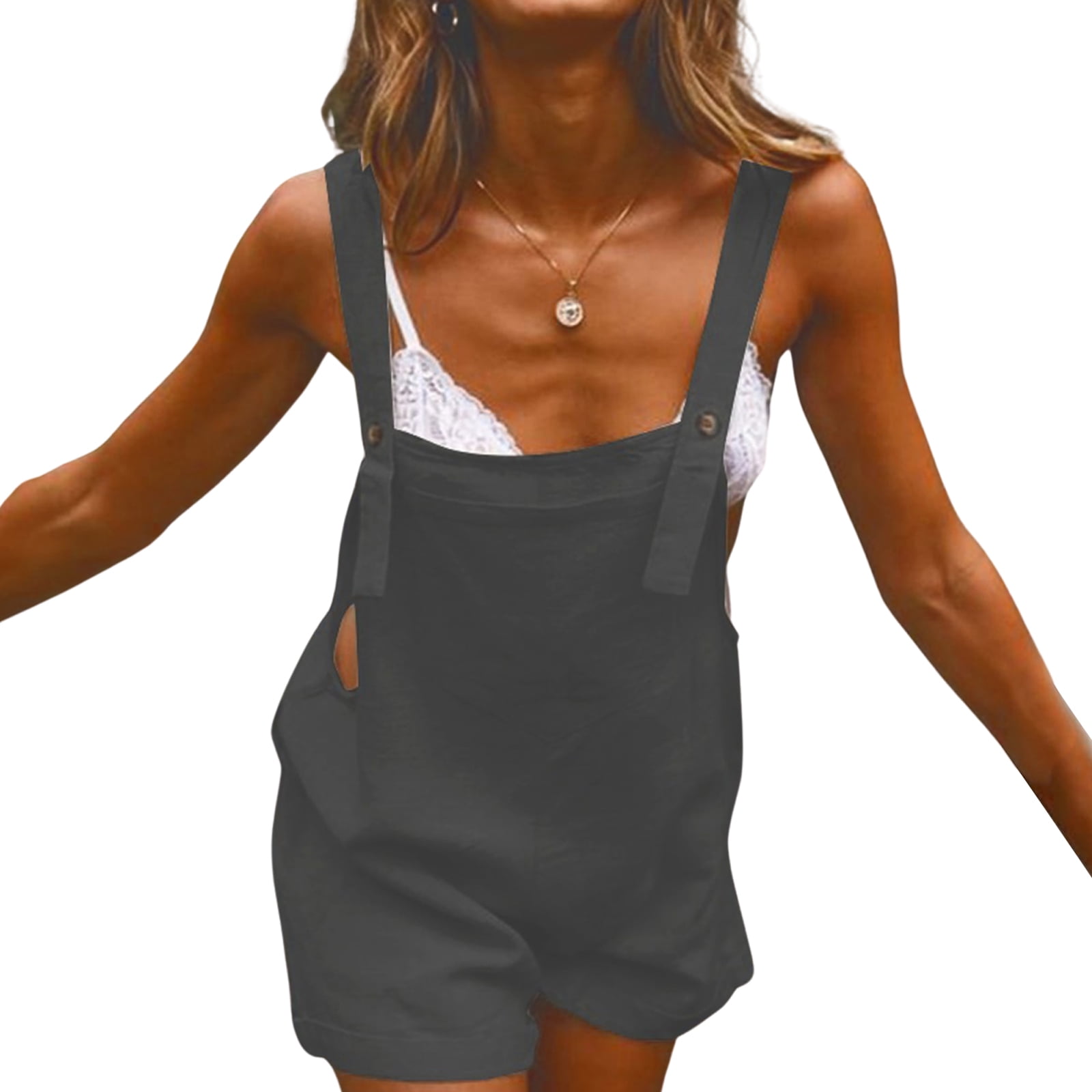 Blotona Women's Juniors Casual Jumpsuit Shorts Sleeveless Baggy Romper