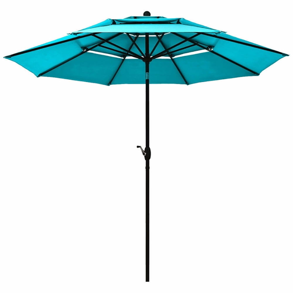 Aimee Lii 10' 3 Tier Patio Umbrella Aluminum Sunshade Shelter Double Vented without Base, Table Umbrella Outdoor Patio, Turquoise