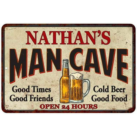 NATHAN'S Man Cave Sign 8 x 12 High Gloss Metal 208120011111