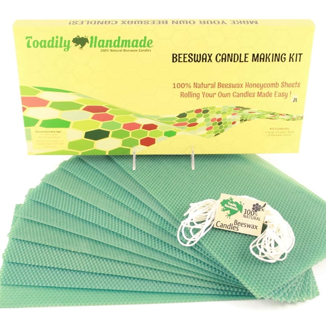 Kit de velas de cera de abeja Toadily Handmade, 10 láminas verdes de 20 x 41 cm
