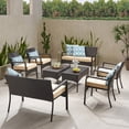 thumbnail image 2 of Fijian Outdoor 8 Seater Wicker Chat Set with Cushions, Multibrown and Dark Cream, 2 of 10