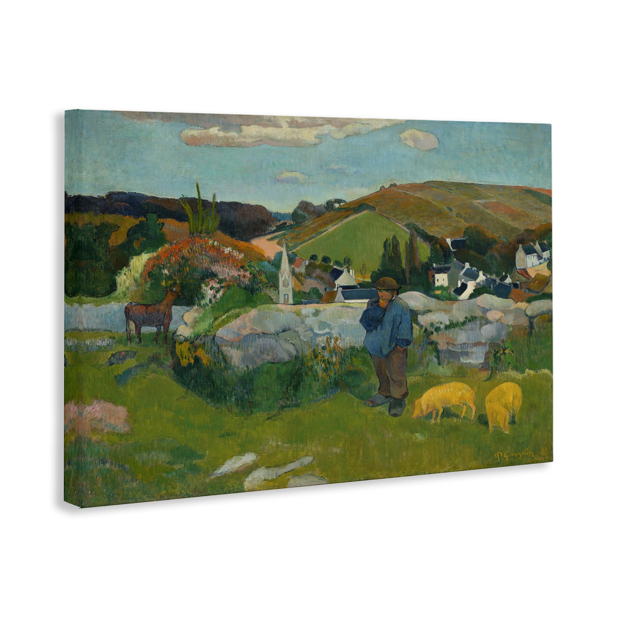 Stupell Industries Classic Gauguin Swineherd Landscape & Nature Painting Wrapped Canvas Art Print Wall Art, 45 x 30