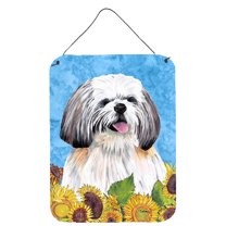 Shih Tzu in Summer Flowers Wall or Door Hanging Prints