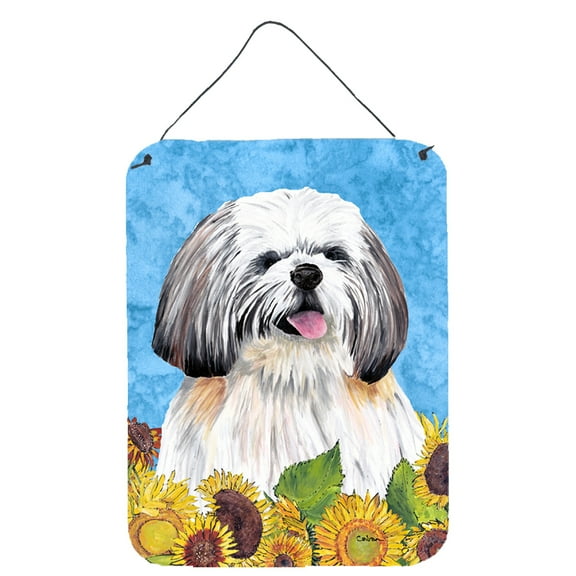 Shih Tzu in Summer Flowers Wall or Door Hanging Prints