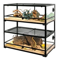 GUZZLO 2-Layer 35 Gallon Full Tempered Glass Reptile Terrarium, Easy Assembly